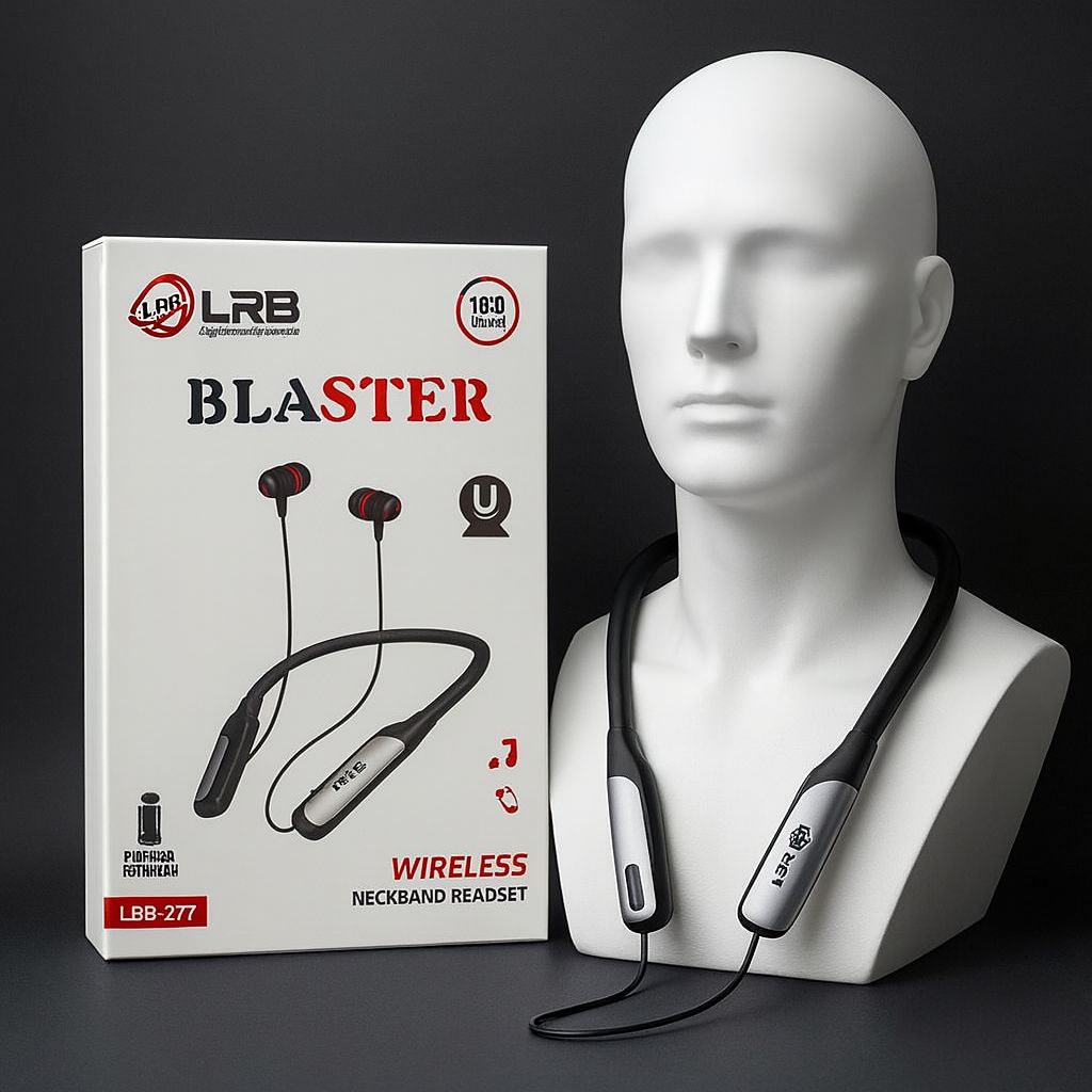 Laraib LRB-277 Blaster Neckband Earphones ๐ง High Quality Sound Built For Gaming With Screen Display (Stand By Time Approx 4 to 6 Days) PowerFull Base And Sound With Microphone (Premium Quality)