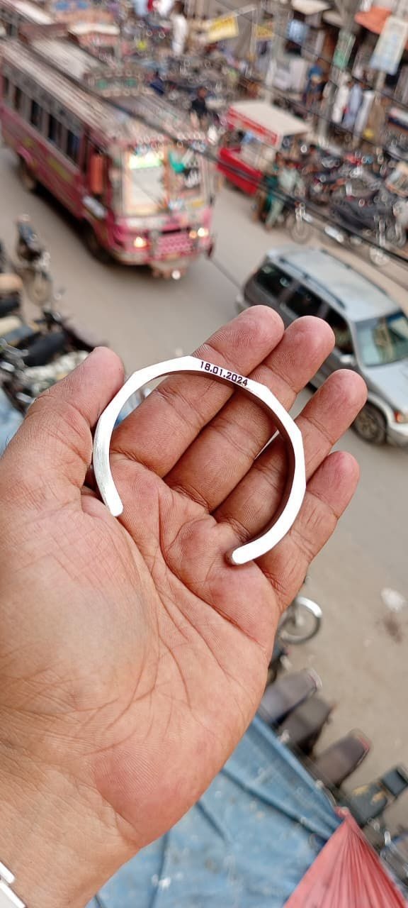 Customize Hexagon curve bangle