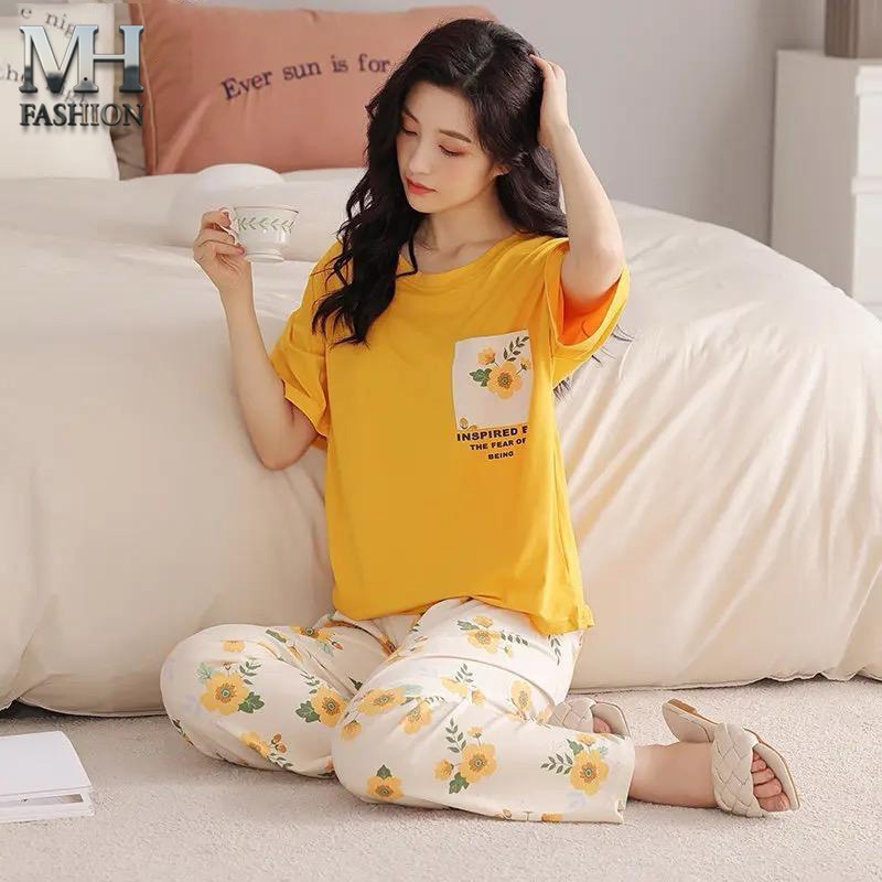 Women pajama set, ladies nightwear, purple pajama suit, cotton sleepwear, short sleeve top, printed pajama set, cute cartoon print, summer night suit, comfortable loungewear, two-piece nightwear, soft fabric sleepwear, girls home wear