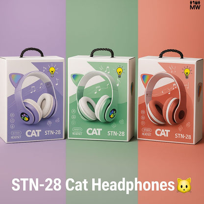Foldable Cat Ear LED Wireless Headphones Stn-28 With Charging Cable