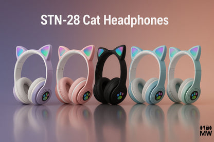 Foldable Cat Ear LED Wireless Headphones Stn-28 With Charging Cable
