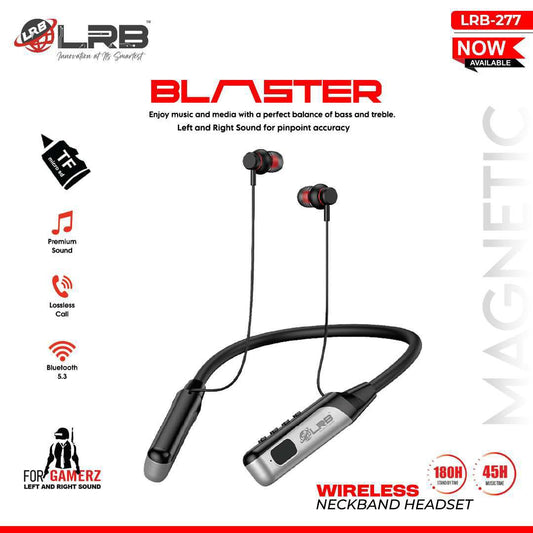 Laraib LRB-277 Blaster Neckband Earphones 🎧 High Quality Sound Built For Gaming With Screen Display (Stand By Time Approx 4 to 6 Days) PowerFull Base And Sound With Microphone (Premium Quality)