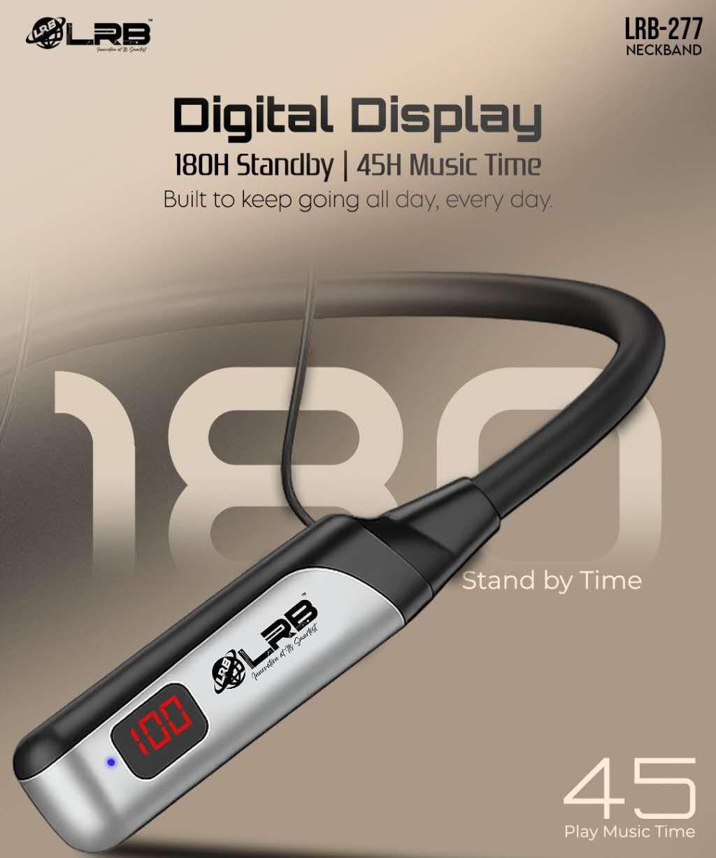 Laraib LRB-277 Blaster Neckband Earphones 🎧 High Quality Sound Built For Gaming With Screen Display (Stand By Time Approx 4 to 6 Days) PowerFull Base And Sound With Microphone (Premium Quality)