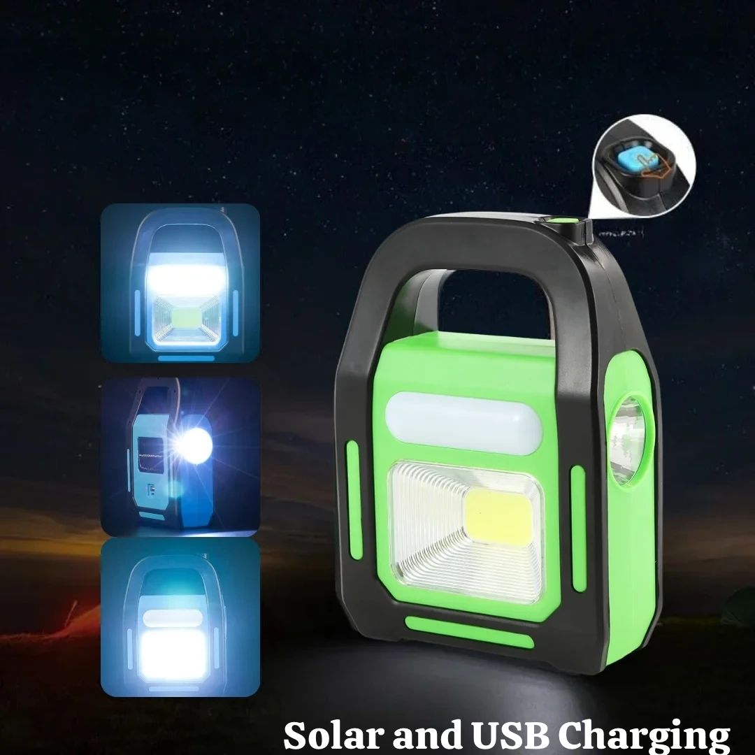 3in1 Solar Rechargeable Handy Lamp with 3 Modes Light and Builtin PowerBank