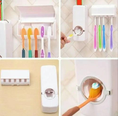 Toothpaste Dispenser & Brush Holder Set Box Pack